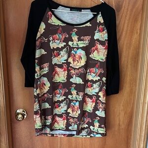 Women’s Fashion Express Retro Cowgirl Raglan T size medium